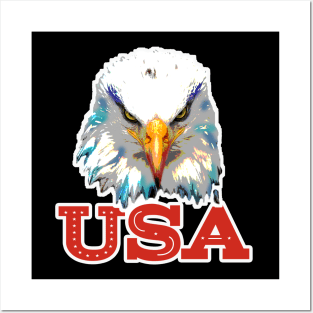 Red USA Eagle Head Posters and Art